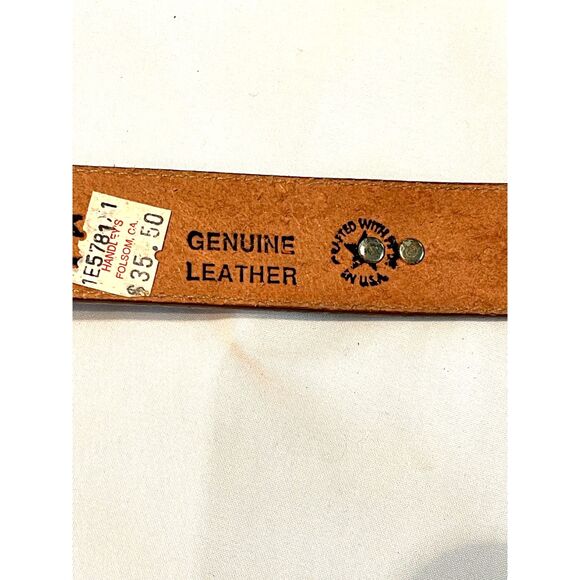 Silver Creek Western Conch Fetish Brown Leather Belt 53004 Genuine Leather USA. main image 12